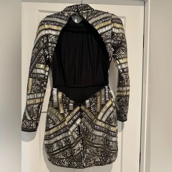 Peace + Love Black High Neck Embellished Bodycon Dress - Picture 12 of 16